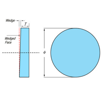 A detailed technical drawing of the Caf2 Wedge Beamsplitter, a premium product by Z-Optics, showcasing its precision optics.